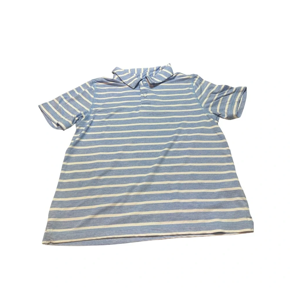Hanna Andersson Kids Striped Polo Shirt Top - Blue & White - US 5‎ Preppy